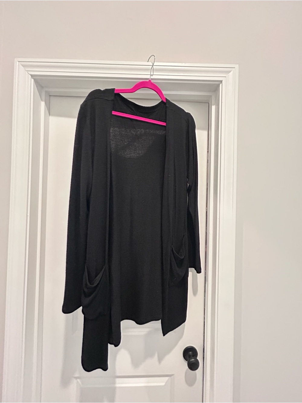 ZYIA Black Open-Front Women's Cardigan with Front Pockets M
